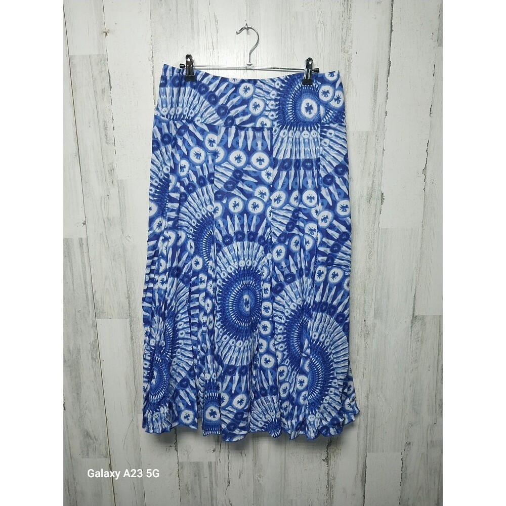 Ruby Road Women's Blue White Midi Skirt Size 10